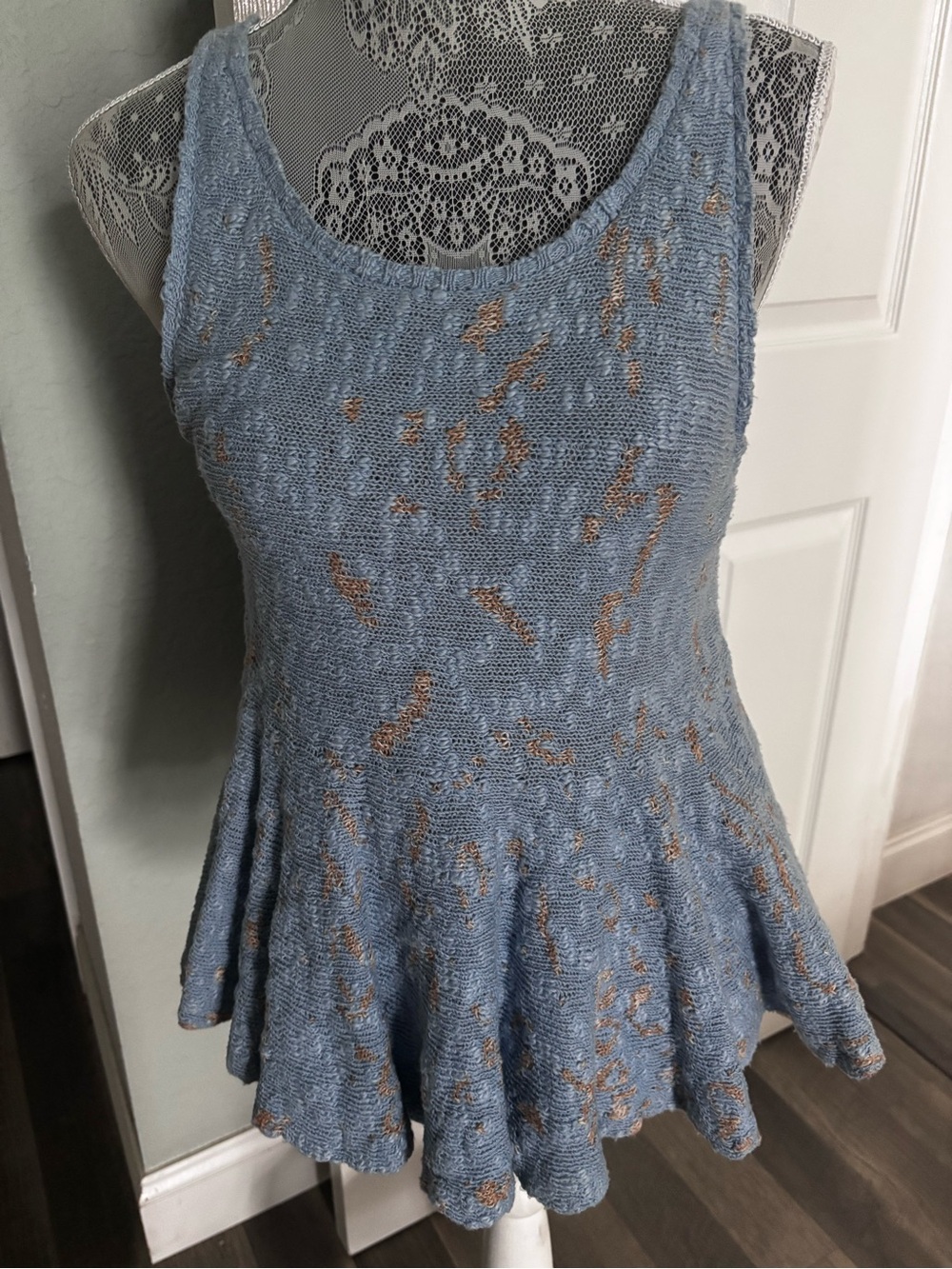NWT FREE PEOPLE blue sleeveless knit top Sz. S